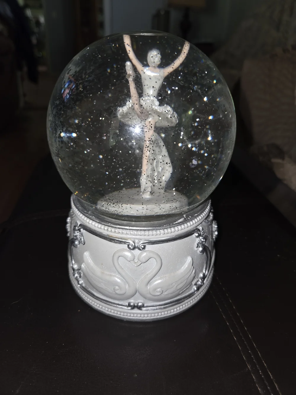 Elegant White Ballerina Snow Globe Home Accent